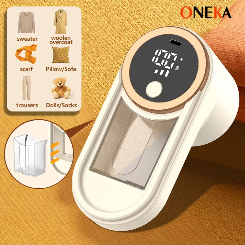 ONEKA Rechargeable Fabric Shaver Lint Remover Sweater Defuzzer Lints Fuzzs Pills Pilling Trimmer for Clothes Furniture