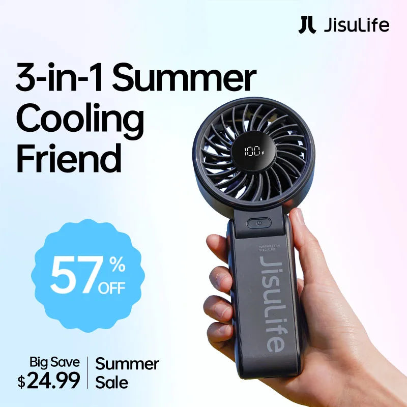 Portable Handheld Fan with LED Display,5 Speeds,5000Mah,150°Folded,3-In-1 Hand/Desk/Neck Multifunction Personal Fan