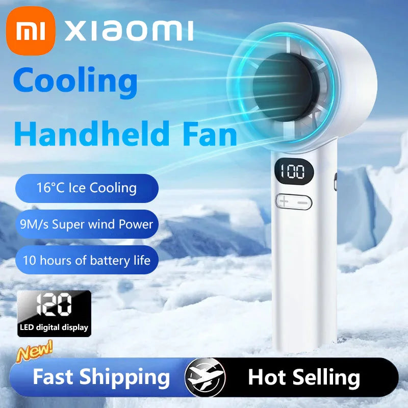 Xiaomi Mini Handheld Fan 120 Speed Portable Desktop Fans Instant Cooling with Ice Mode Rechargeable Stylish Fan for Women New
