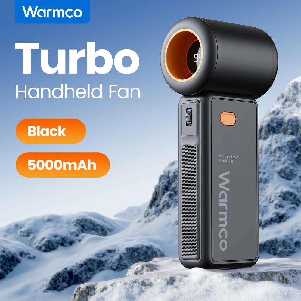 Portable Handheld Fan, 5000Mah Powerful Mini Turbo Fan, 13000 RPM High Speed USB Rechargeable for Travel & Outdoor