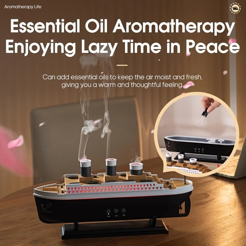 Titanic Ship Model Air Humidifier Home 250Ml Remote Control Essential Oil Jellyfish Smoke Ring Spray Aroma Diffuser Humidifiers