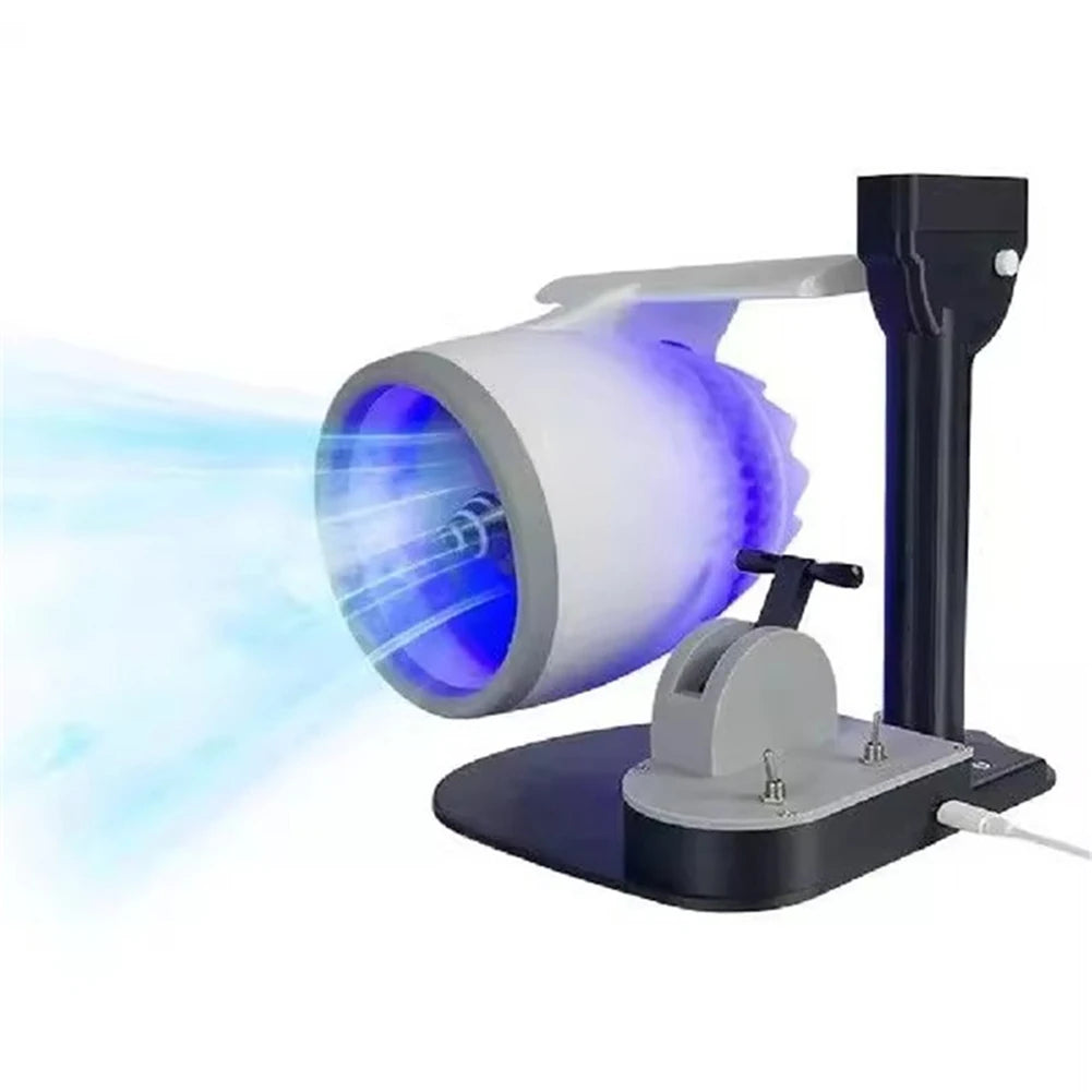 USB Jet Fan Creative Desktop Turbo Jet Fan with Humidifier and Tail Light Jet Engine Fan Engine Model Office Desk Fan