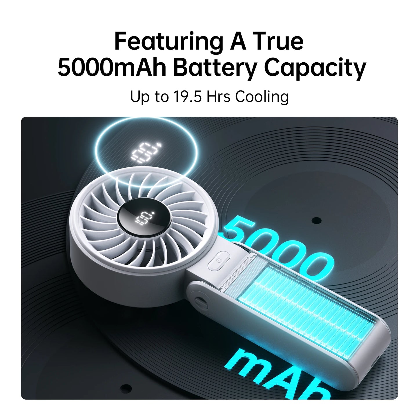 Portable Handheld Fan with LED Display,5 Speeds,5000Mah,150°Folded,3-In-1 Hand/Desk/Neck Multifunction Personal Fan