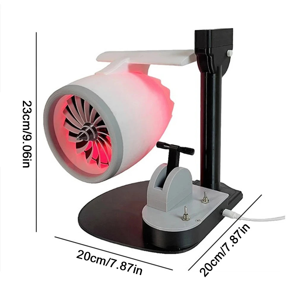 USB Jet Fan Creative Desktop Turbo Jet Fan with Humidifier and Tail Light Jet Engine Fan Engine Model Office Desk Fan