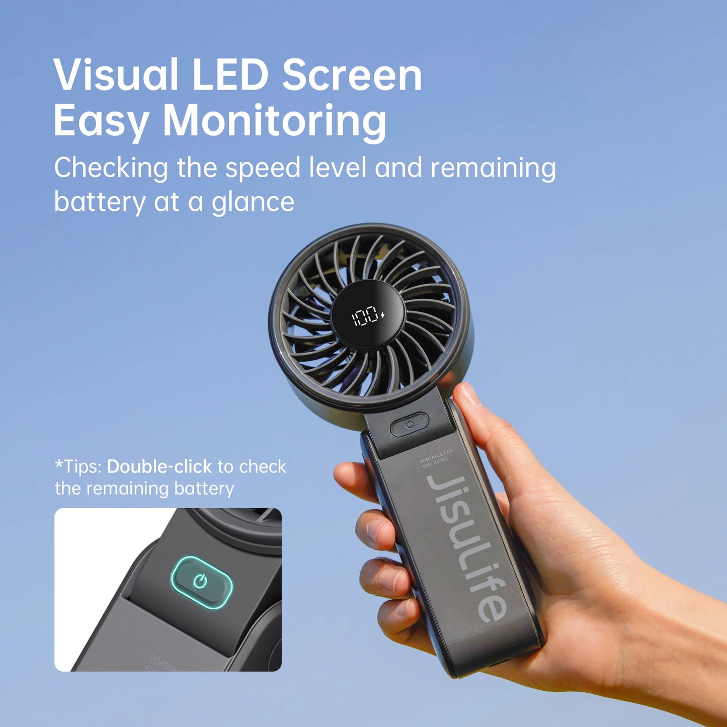 Portable Handheld Fan with LED Display,5 Speeds,5000Mah,150°Folded,3-In-1 Hand/Desk/Neck Multifunction Personal Fan