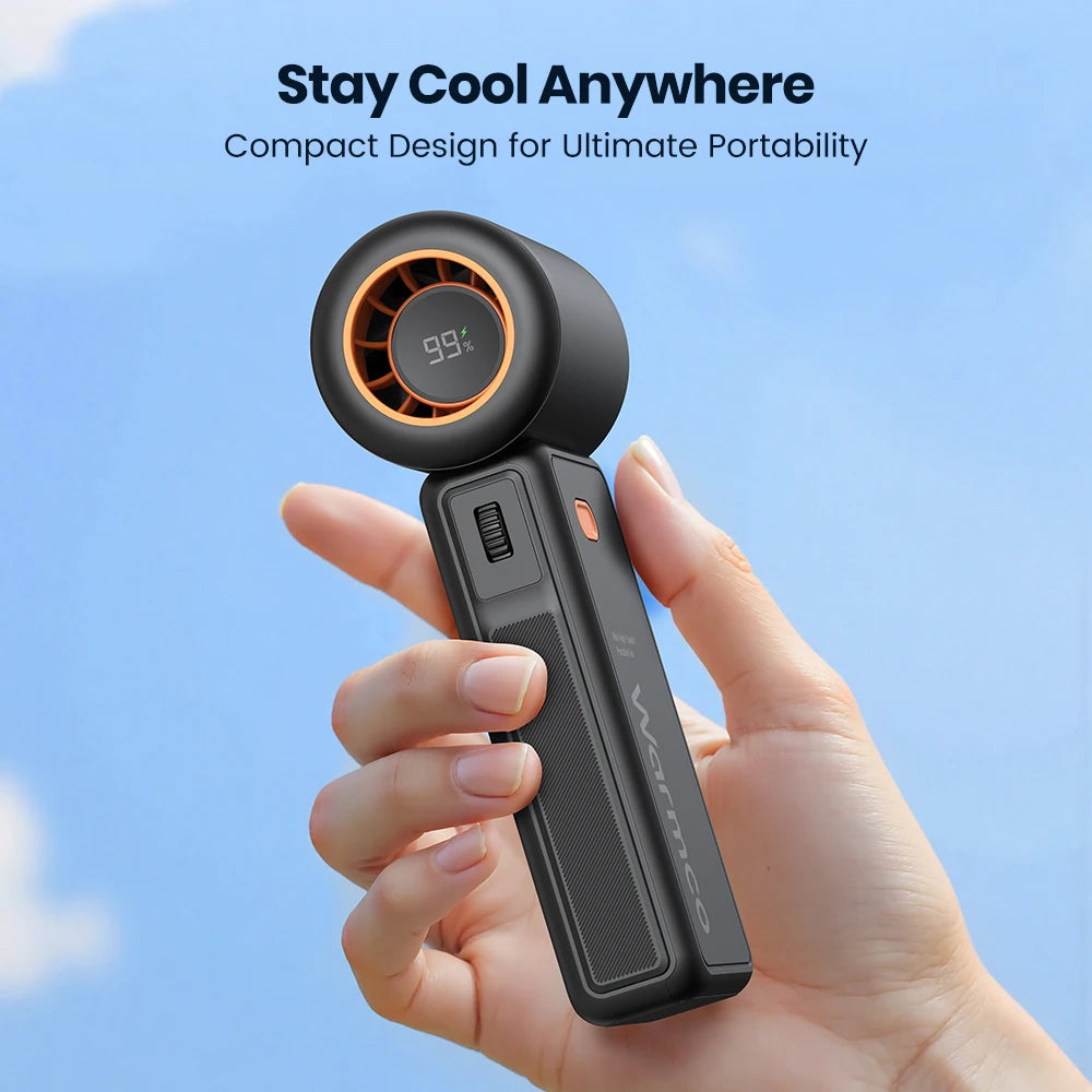 Portable Handheld Fan, 5000Mah Powerful Mini Turbo Fan, 13000 RPM High Speed USB Rechargeable for Travel & Outdoor