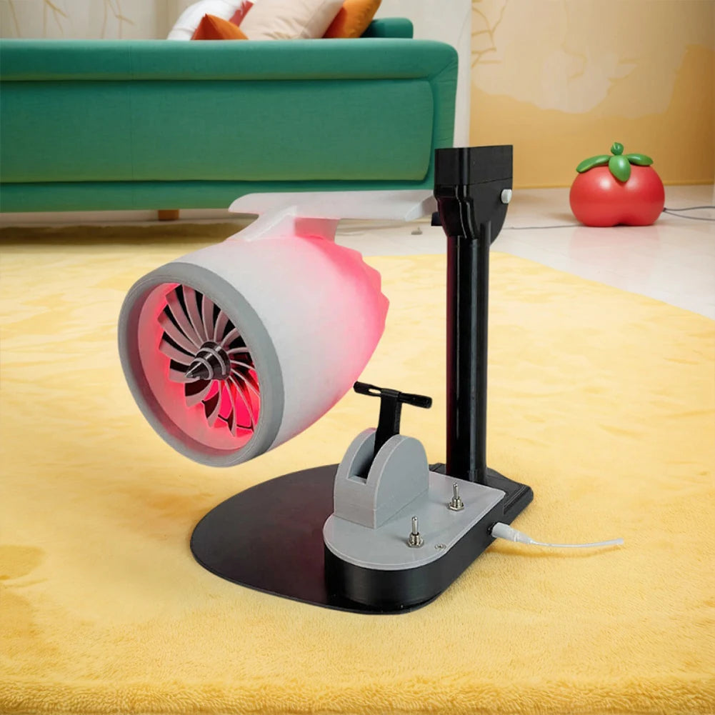 USB Jet Fan Creative Desktop Turbo Jet Fan with Humidifier and Tail Light Jet Engine Fan Engine Model Office Desk Fan