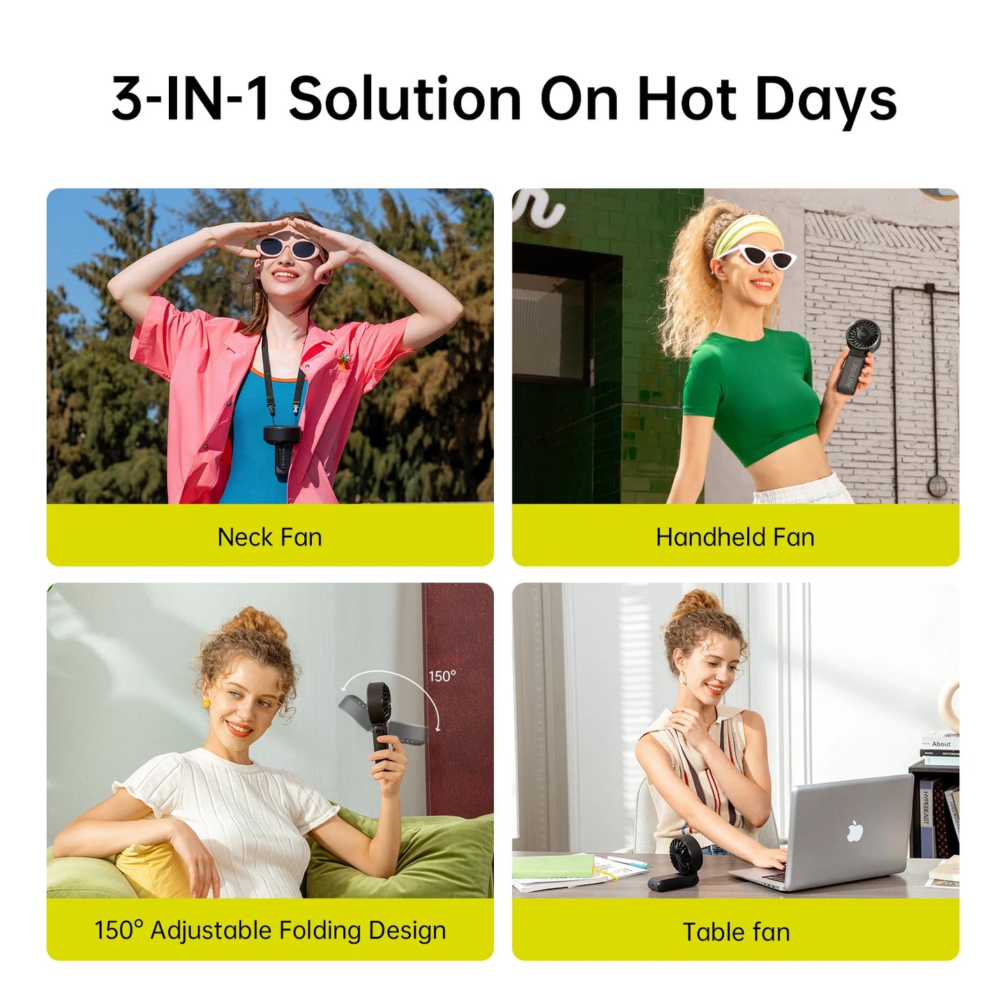 Portable Handheld Fan with LED Display,5 Speeds,5000Mah,150°Folded,3-In-1 Hand/Desk/Neck Multifunction Personal Fan