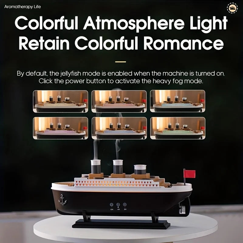 Titanic Ship Model Air Humidifier Home 250Ml Remote Control Essential Oil Jellyfish Smoke Ring Spray Aroma Diffuser Humidifiers
