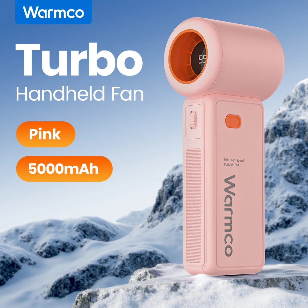 Portable Handheld Fan, 5000Mah Powerful Mini Turbo Fan, 13000 RPM High Speed USB Rechargeable for Travel & Outdoor
