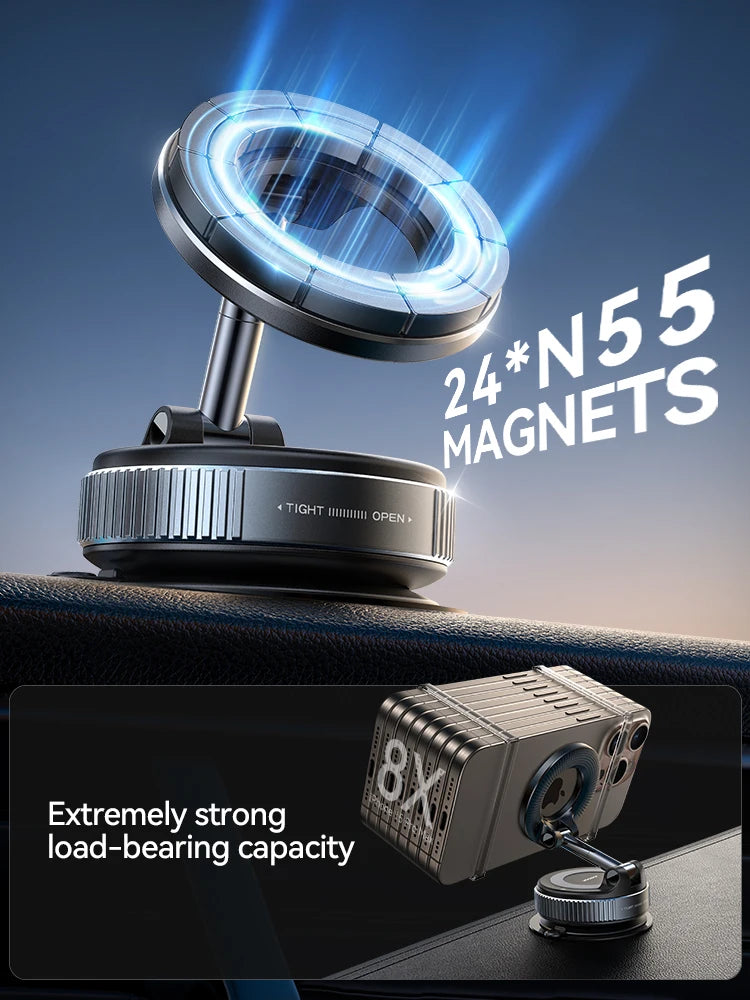 Joyroom Magnetic Suction Cup Phone Mount Vacuum Magnetic Car Phone Holder Mount with 360° Metal Strut for Iphone Samsung Xiaomi