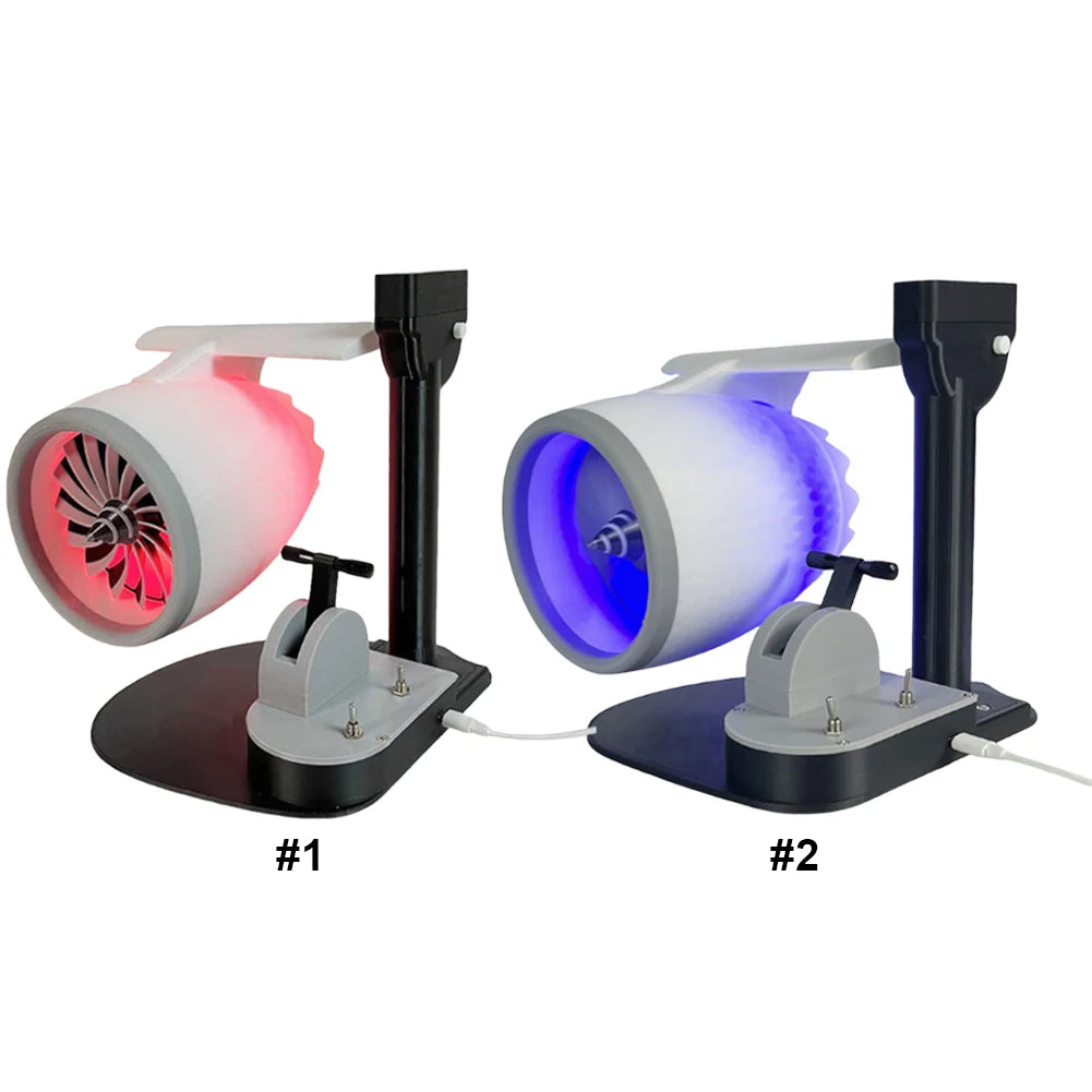 USB Jet Fan Creative Desktop Turbo Jet Fan with Humidifier and Tail Light Jet Engine Fan Engine Model Office Desk Fan