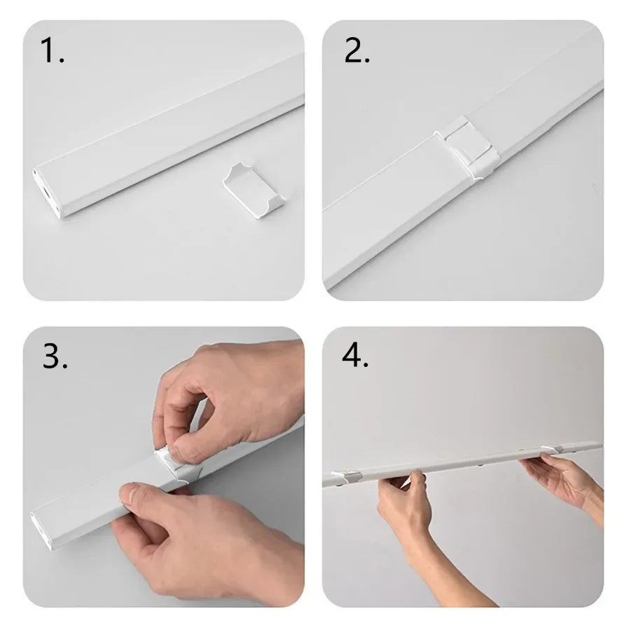 Motion Sensor Tri Color Dimmable LED Night Light USB Rechargeable Lamp for Kitchen Wardrobe Cabinet Lighting 20Cm/30Cm/60Cm Leds