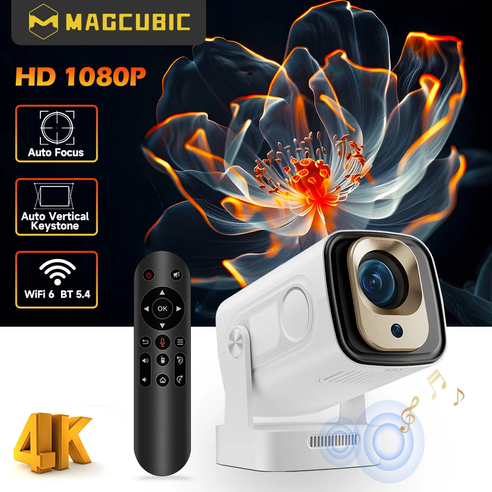 HY310 Mini Projector Auto Focus 4K Native 1080P 330ANSI Android11 5W Speaker Air Mouse Voice Assistant Upgrated HY300