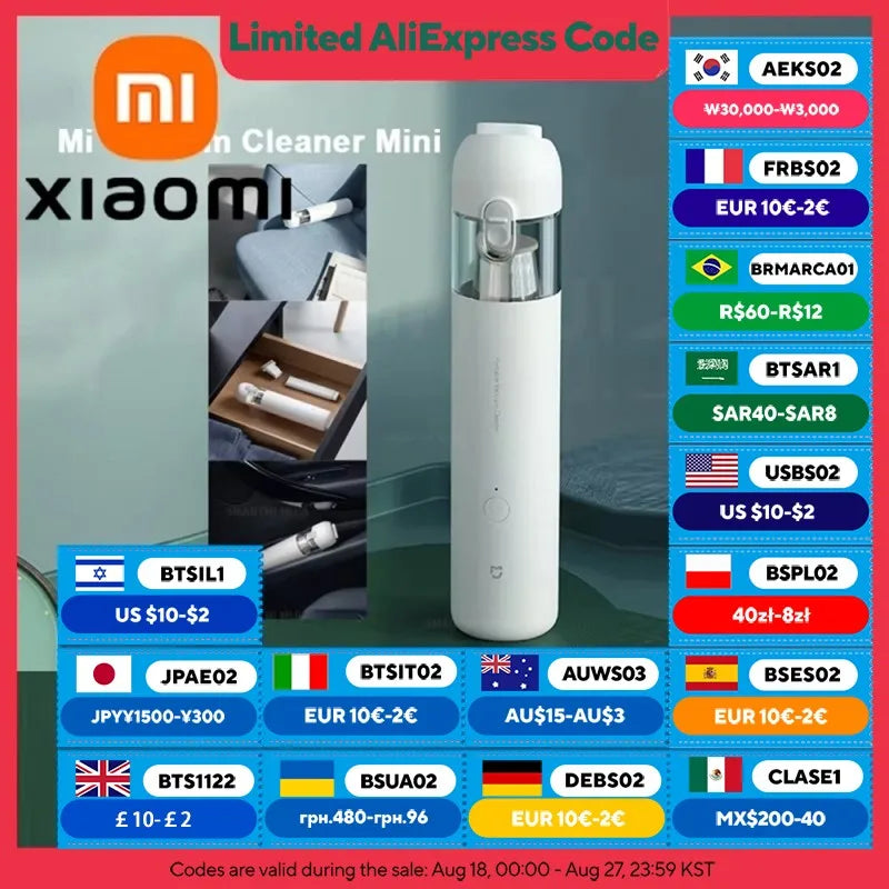 MIJIA Handheld Wireless Vacuum Cleaner,13Kpa Suction,For Home Car Cordless Portable Vacuum Cleaner,Max Battery Life 30Min