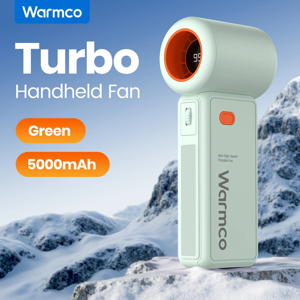 Portable Handheld Fan, 5000Mah Powerful Mini Turbo Fan, 13000 RPM High Speed USB Rechargeable for Travel & Outdoor