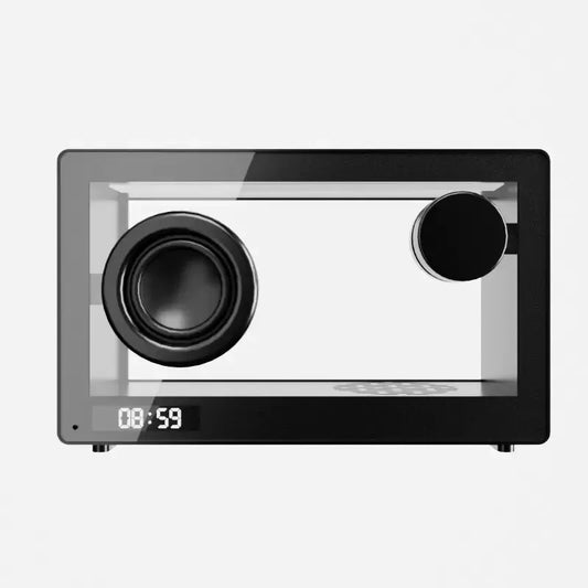 Wireless Transparent Speakers with LED Colored Ambient Light Hifi Portable Clock Bluetooth Speaker Home Decoration Music Box USB