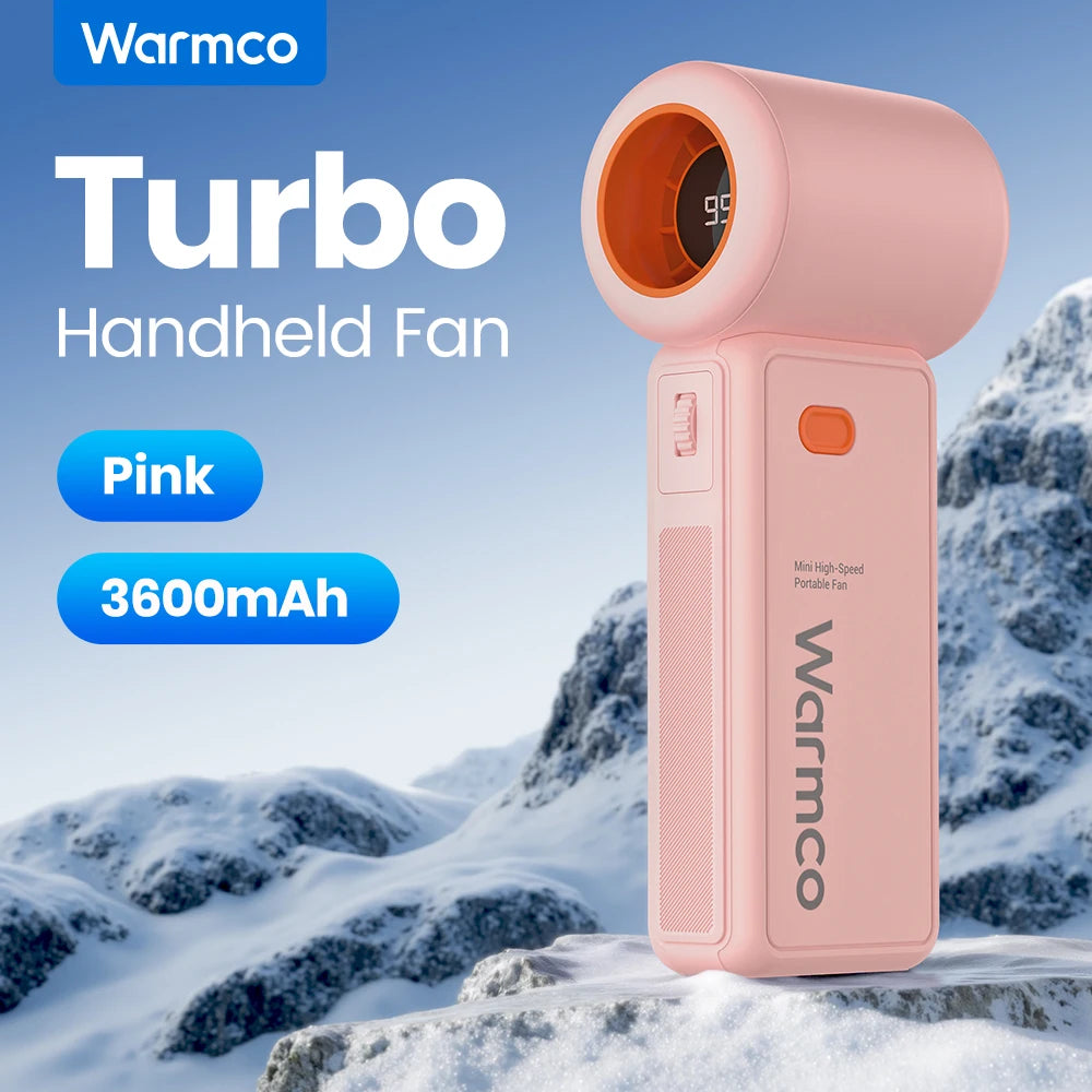 Portable Handheld Fan, 5000Mah Powerful Mini Turbo Fan, 13000 RPM High Speed USB Rechargeable for Travel & Outdoor