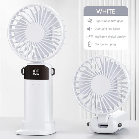 Mini Fan Type-C 1200Mah Rechargeable 90° Fold Cooling Portable Handheld Electric Fan Tudent Dormitory Led Digital Display Fans